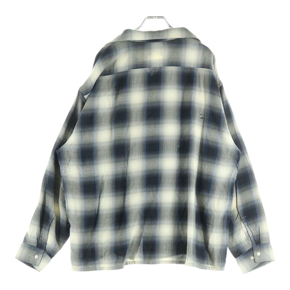 SAINT MICHAEL セントマイケル ×LASTMAN CHECK SHIRT 長袖チェックシャツ レーヨン ネイビー SM-HR8-0000-C29