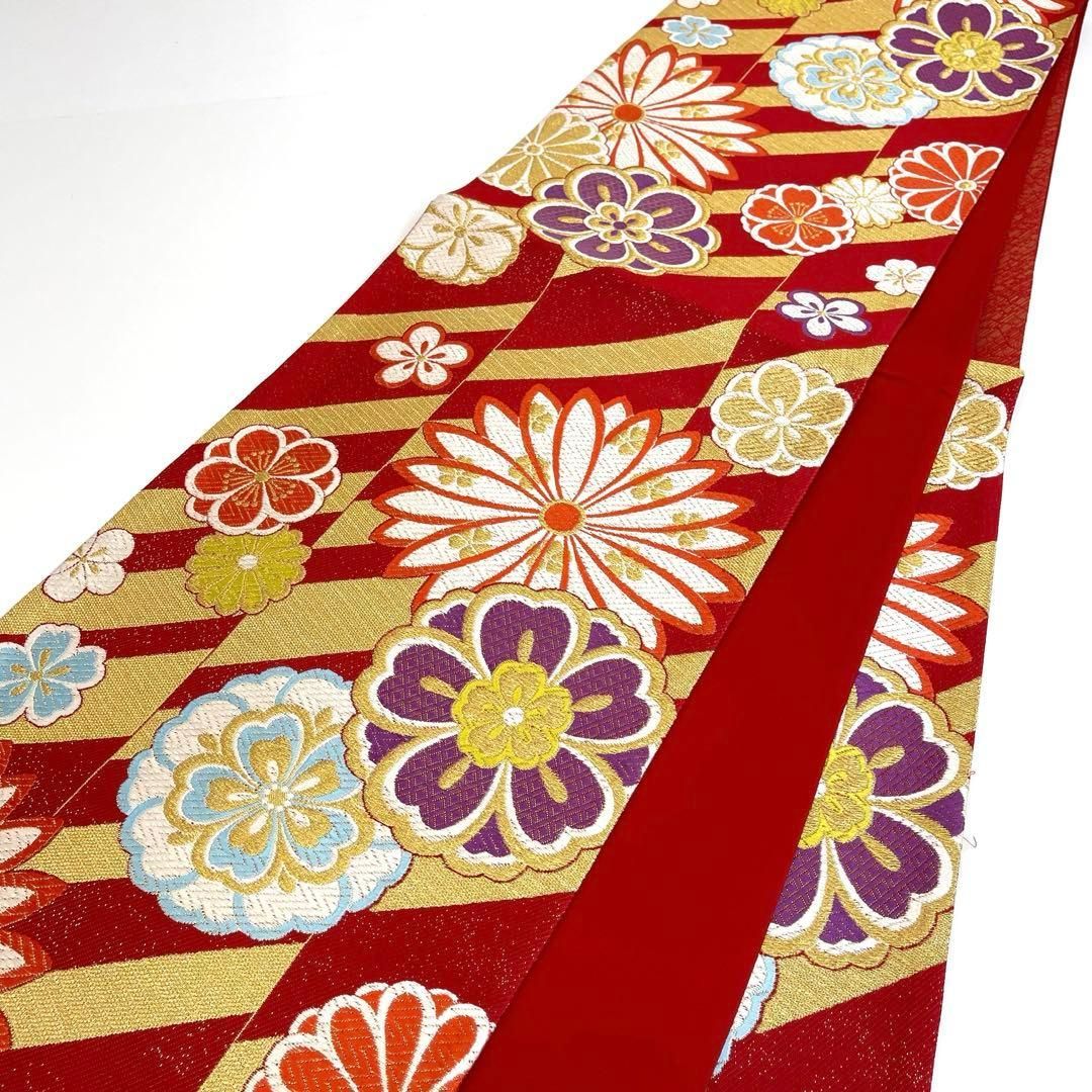 着物と帯 時流 F25856ts 正絹 袋帯 長尺 赤色 振袖にも