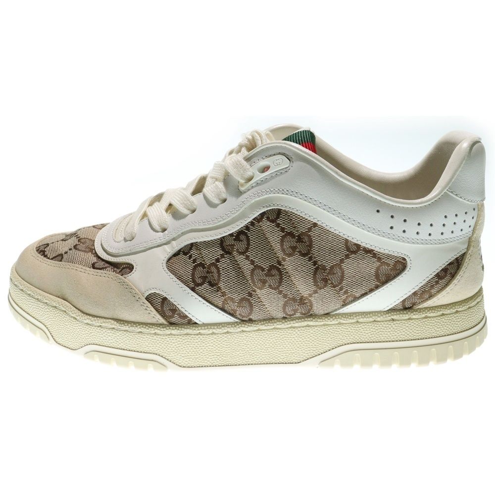 GUCCI グッチ オリジナルGGキャンバス リウェブ ローカットレザー スニーカー ホワイト ベージュ 787476