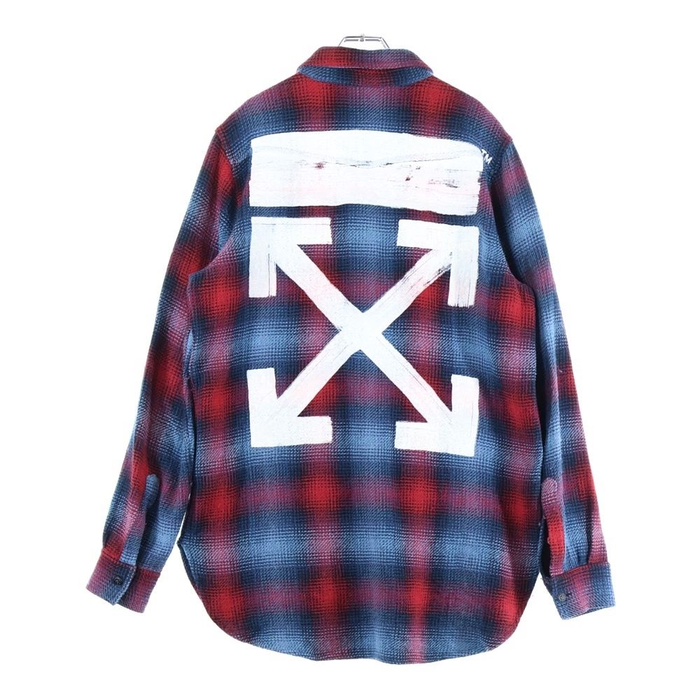 OFF-WHITE オフホワイト 17AW CHECK SHIRT アロープリント チェック柄 ウエスタン長袖シャツ レッド ブルー OMGA001F17590017