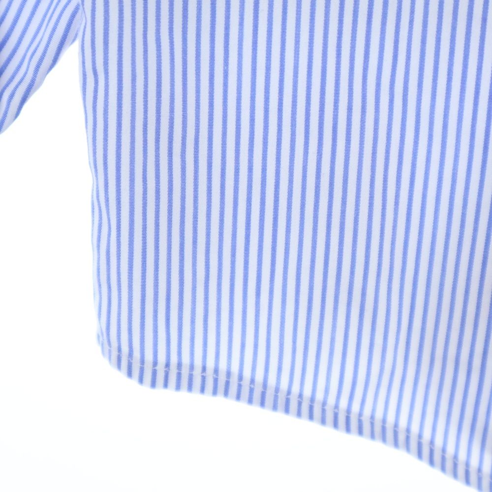 Maison Margiela メゾンマルジェラ 17 SS フロントアルファベットプリント ストライプ長袖シャツ ブルー 上質素材 コーチジャケット