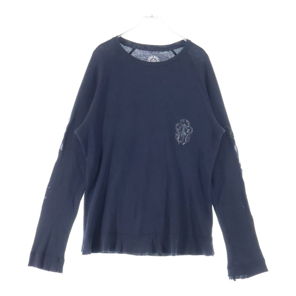 CHROME HEARTS クロムハーツ OLD VINE DAGGER SCROLL LABEL ヴァインダガー スクロールラベル ロゴプリント サーマル長袖Tシャツ カットソー ブラック