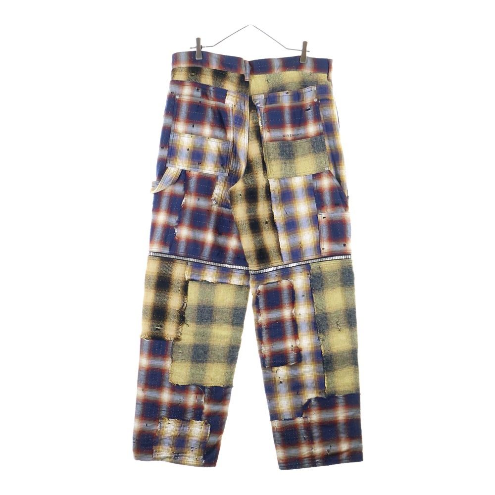 ジバンシィ 2 WAYデストロイダメージ加工チェックロングパンツ イエロー