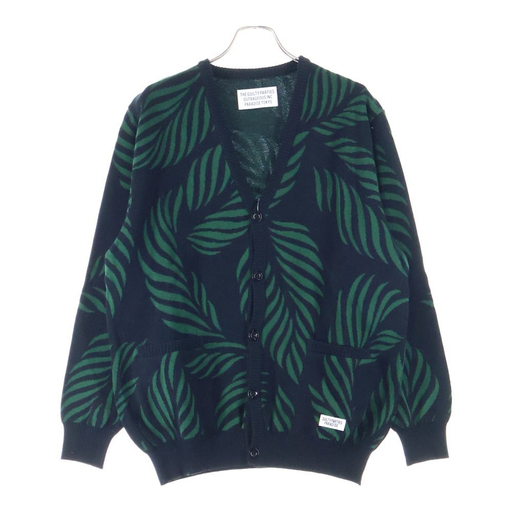 WACKO MARIA ワコマリア 23SS LEAF JACQUARD CARDIGAN リーフジャガードカーディガン ニット セーター グリーン ブラック 23SS-WMK-KN14