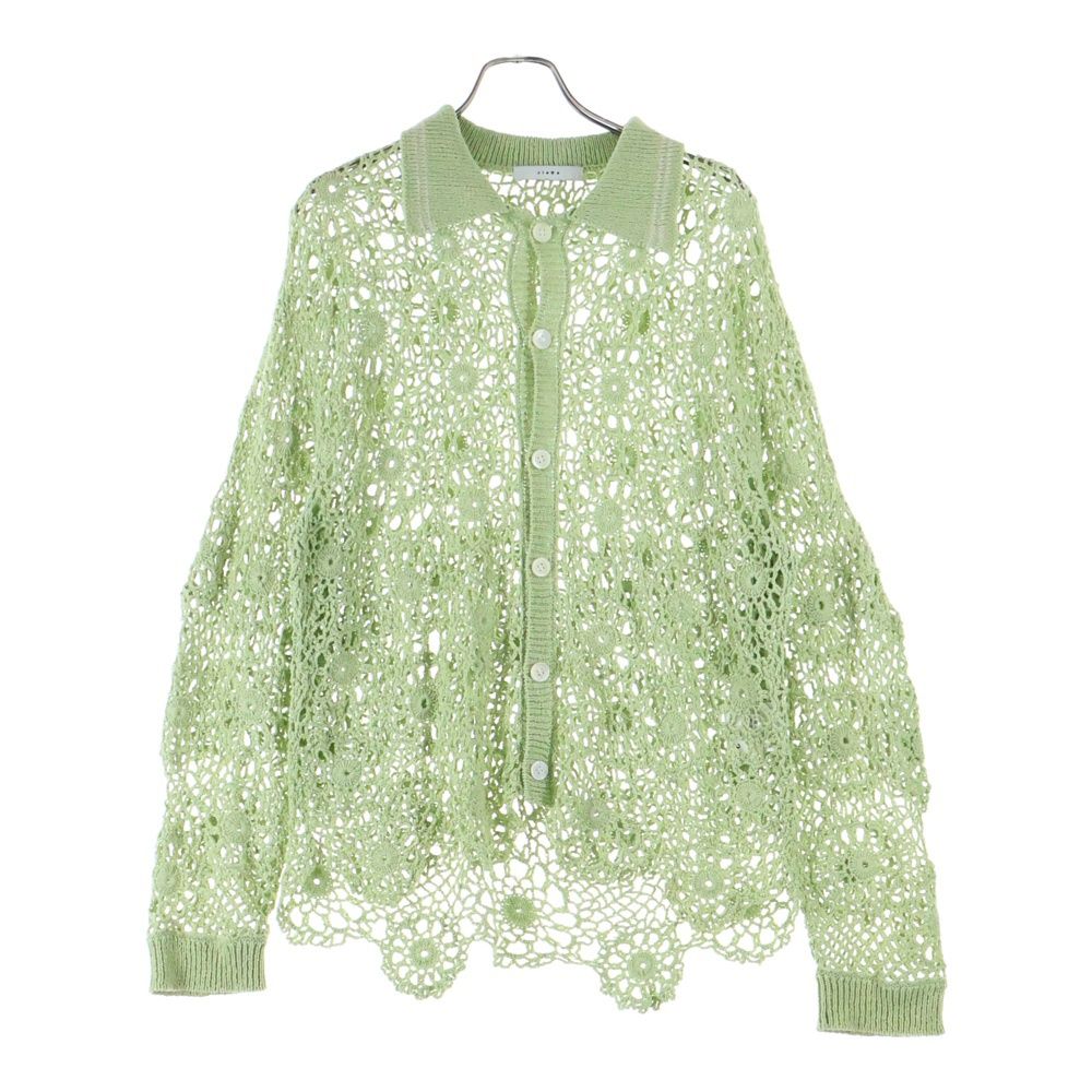 Jieda ジエダ 23SS FLOWER HAND KNITTING CARDIGAN フラワー ハンド ニッティング カーディガン グリーン Jie-23S-KN01