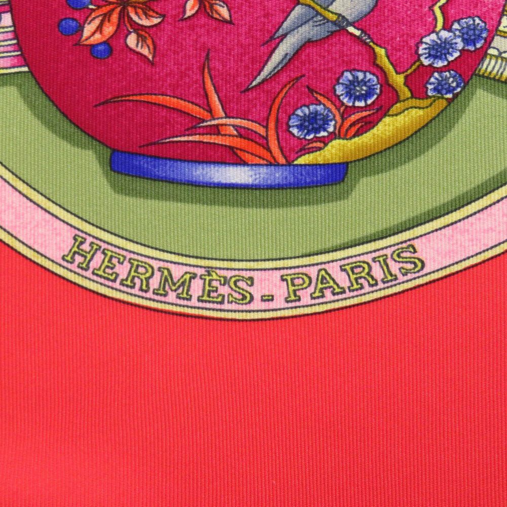 エルメス カレ90 Qu importe le flacon 香水瓶 シルク レッド スカーフ 0106 HERMES