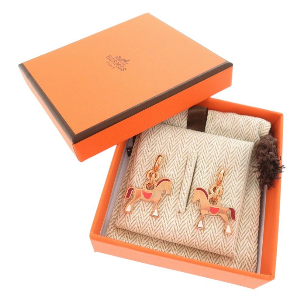 エルメス シュヴァル グランド パラード ラッカーメタル ローズゴールド ピアス 1297 HERMES