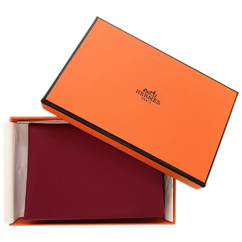 エルメス カルヴィデュオ ヴォーエプソン ルビー B刻印 製 コインケース 財布 赤 1298 HERMES