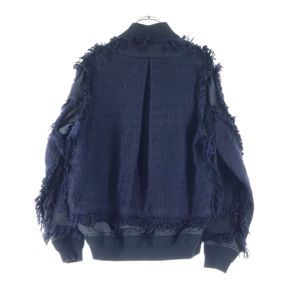 Sacai サカイ 19AW 再構築 ジップアップツイードジャケット ブルゾン レディース ネイビー 19-04226