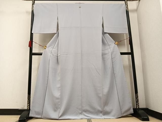 平和屋着物 銀座きしや 色無地 作家物 白鼠色 正絹 AABC3698ph