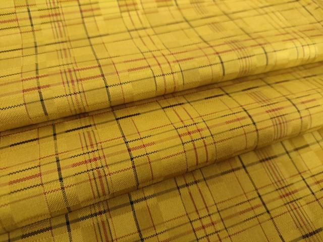 平和屋着物 山下八百子 本場黄八丈 市松綾織 紬 正絹 DAAY1464ps