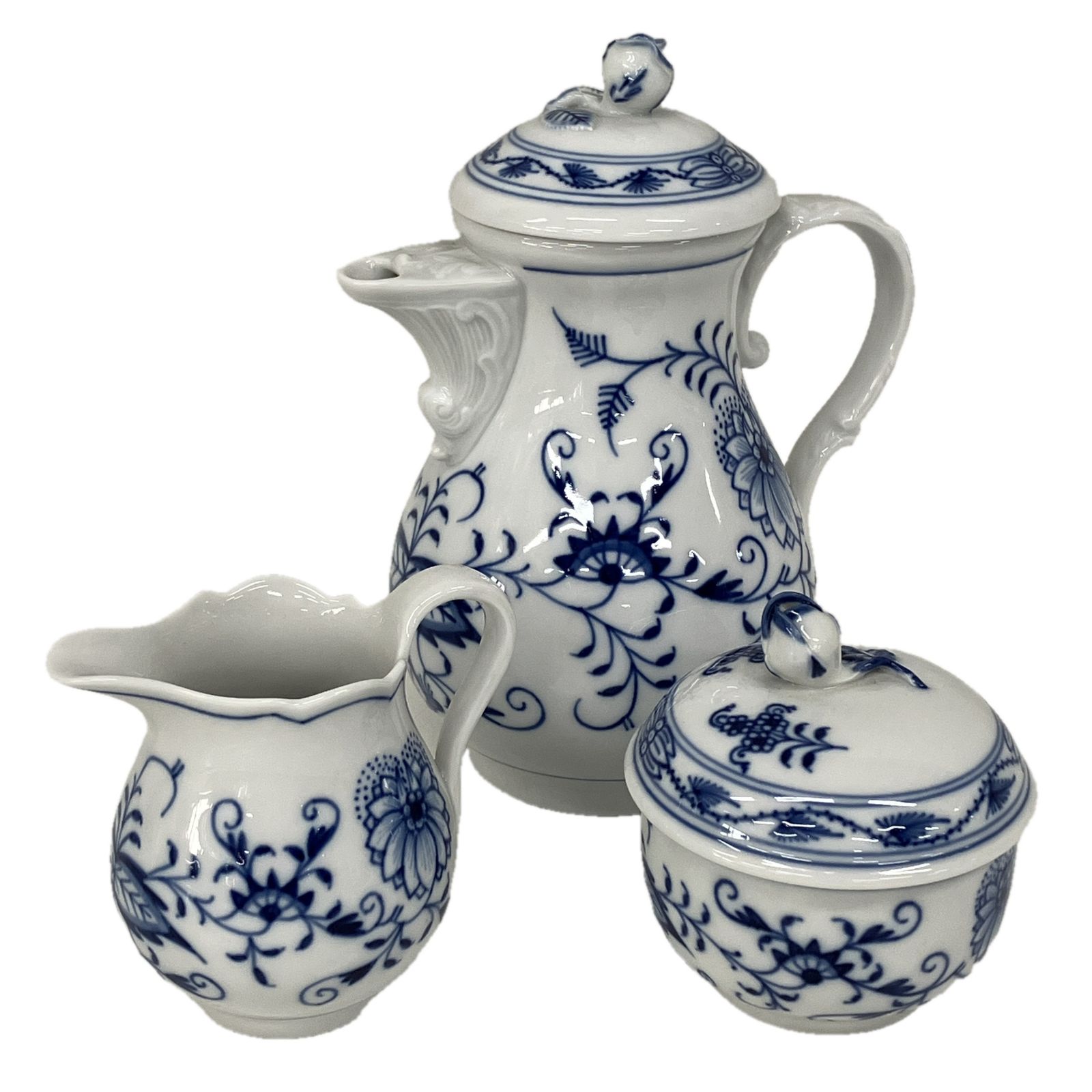Meissen ブルーオニオン コーヒーポット シュガー クリーマー 3点 セット マイセン 西洋食器 ドイツ S10517391