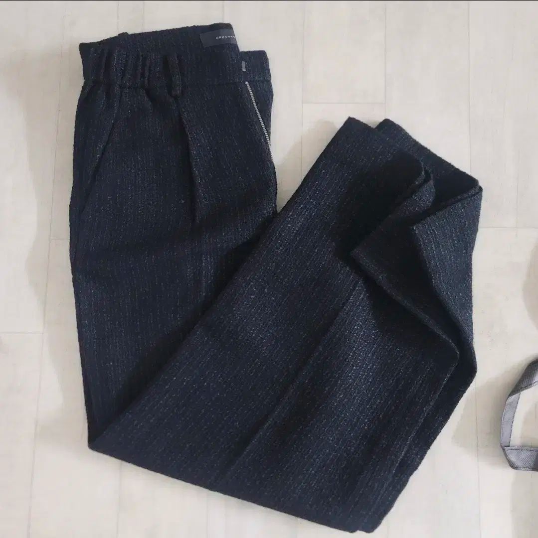 クラッシュアゲイン ブラック ツイード ワイド パンツ m