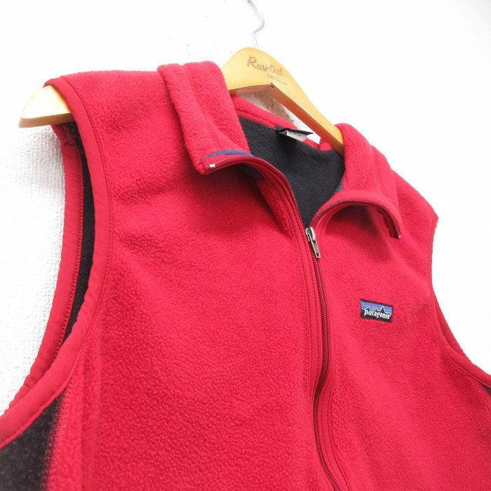 M 古着 パタゴニア patagonia フリース ベスト メンズ 90 s ワンポイントロゴ PEF 赤他 レッド spe 25 nov 04 アウター