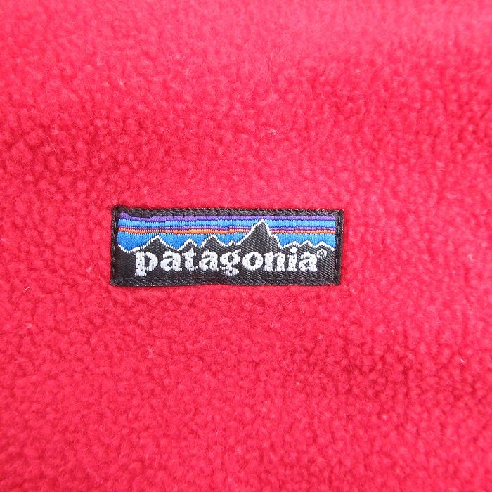 M 古着 パタゴニア patagonia フリース ベスト メンズ 90 s ワンポイントロゴ PEF 赤他 レッド spe 25 nov 04 アウター ワードローブ ベスト ジレ 