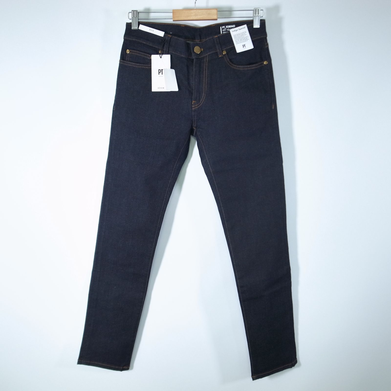 PT_TORINO ピーティートリノデニム ROCK 29 BR別注 ゴールドパーツ＆ホワイトパッチ ストレッチ インディゴブルー パンツ