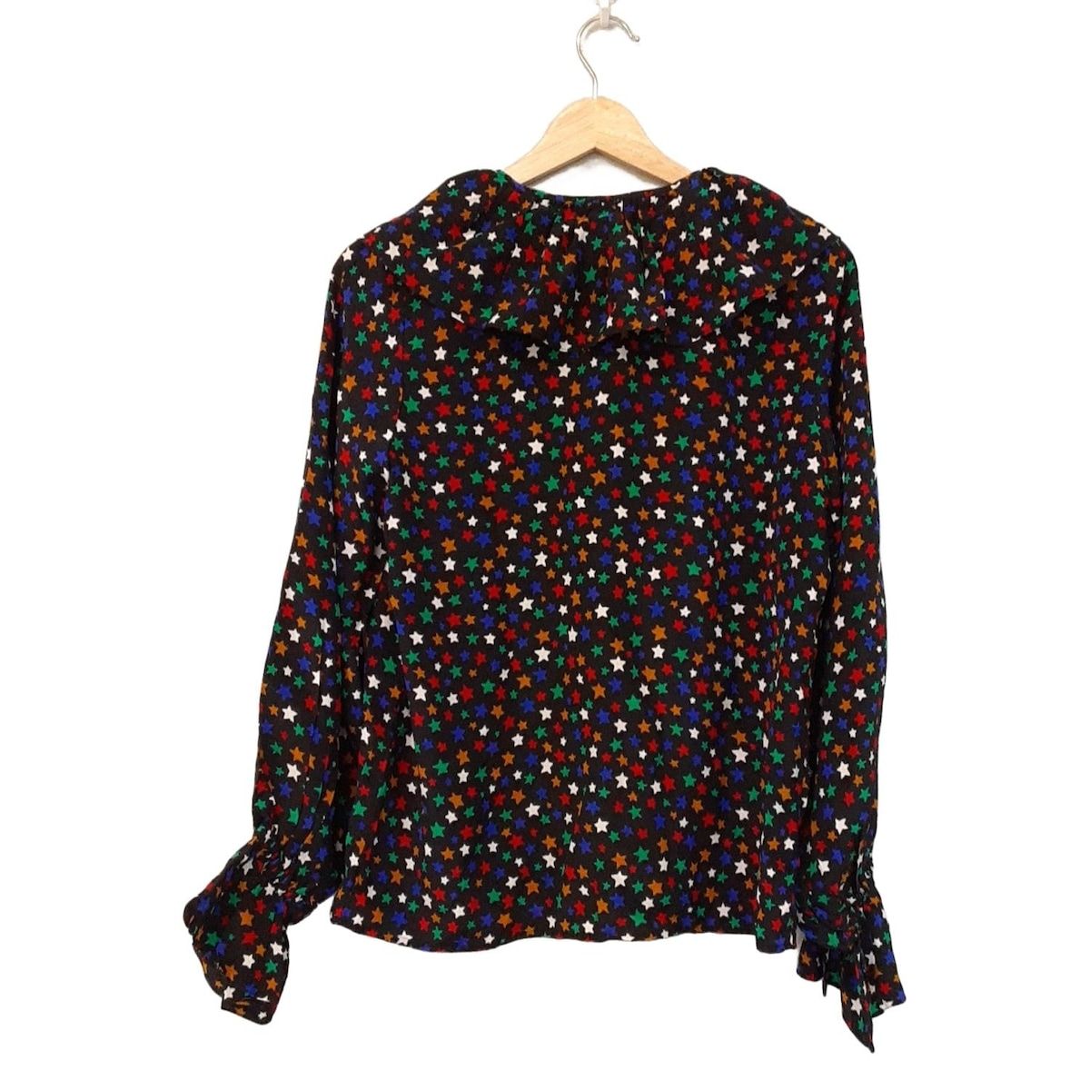 イヴサンローランリヴゴーシュ 長袖シャツブラウス サイズ36 S レディース - 黒×マルチ シルク スター 星