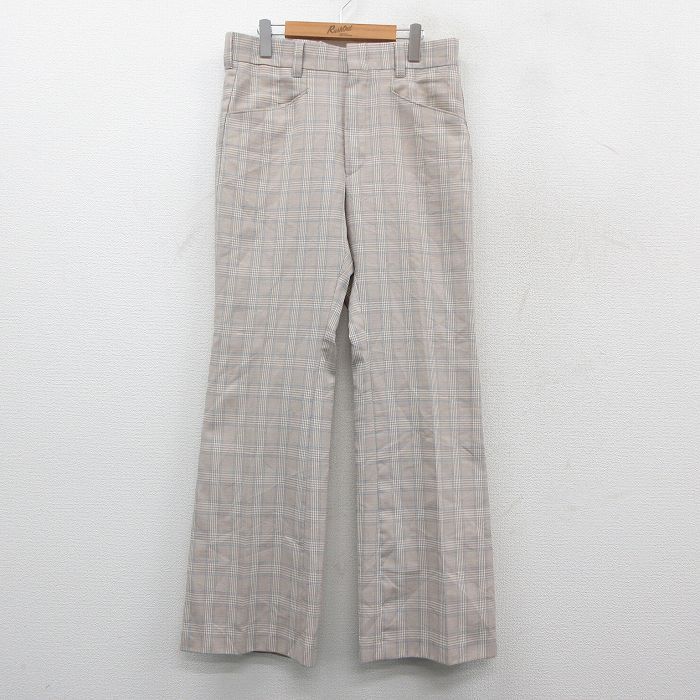 W33 古着 リーバイス Levis スラックス パンツ メンズ 80s パナテラ ベージュ他 カーキ チェック spe 25nov04 ボトムス ロング