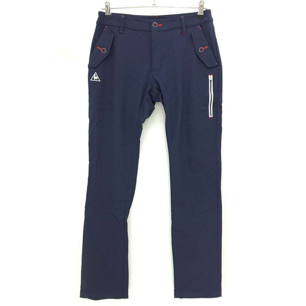 【超美品】ルコックゴルフ パンツ ネイビー 裏起毛 ストレッチ ナイロン100% バックプリント レディース 11 ゴルフウェア le coq sportif