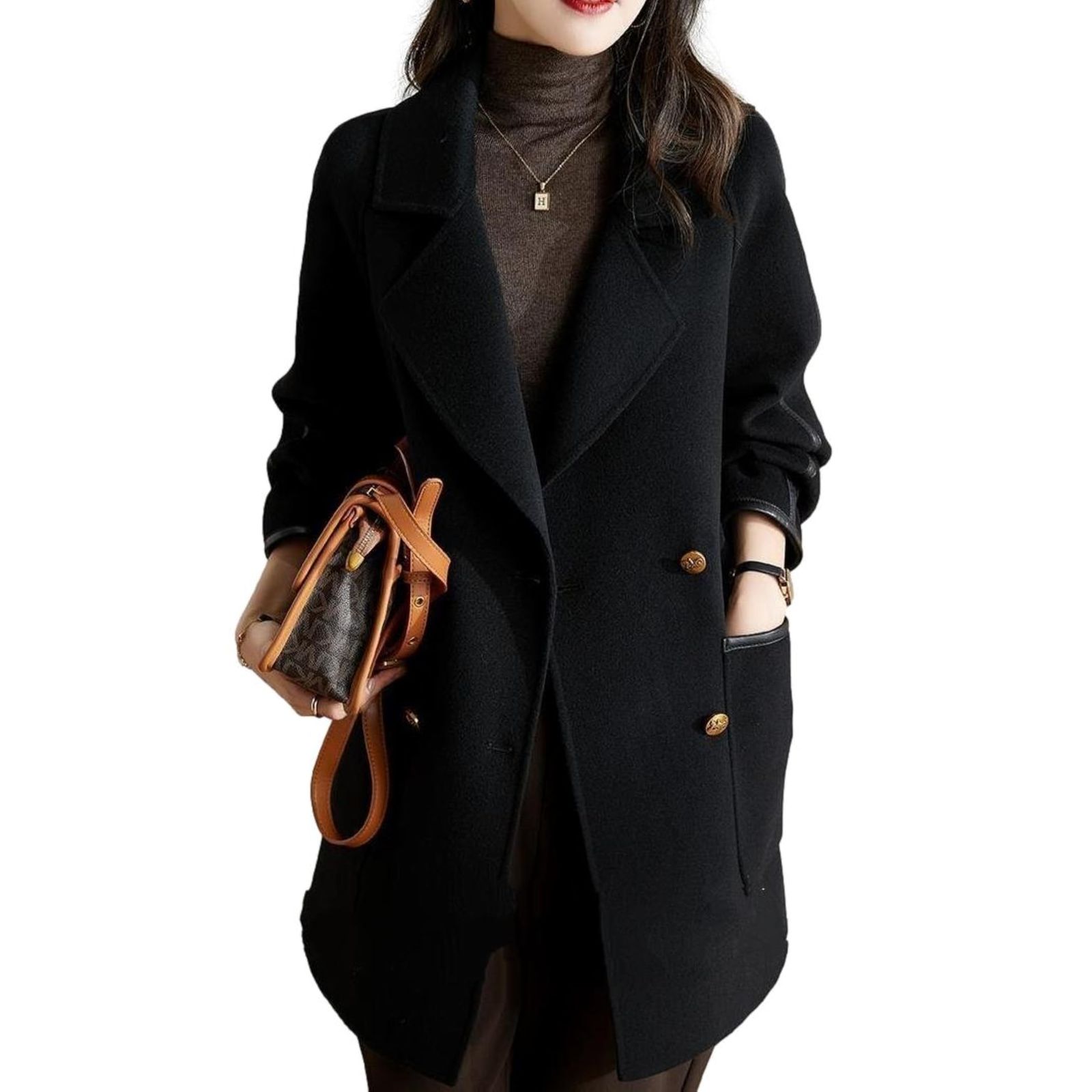 J-Scott ジェイスコット チェスターコート パイピング キルティング裏地 ゴールドボタン ダブルブレスト コーディガン 襟 ブラック JS153-BK-XL