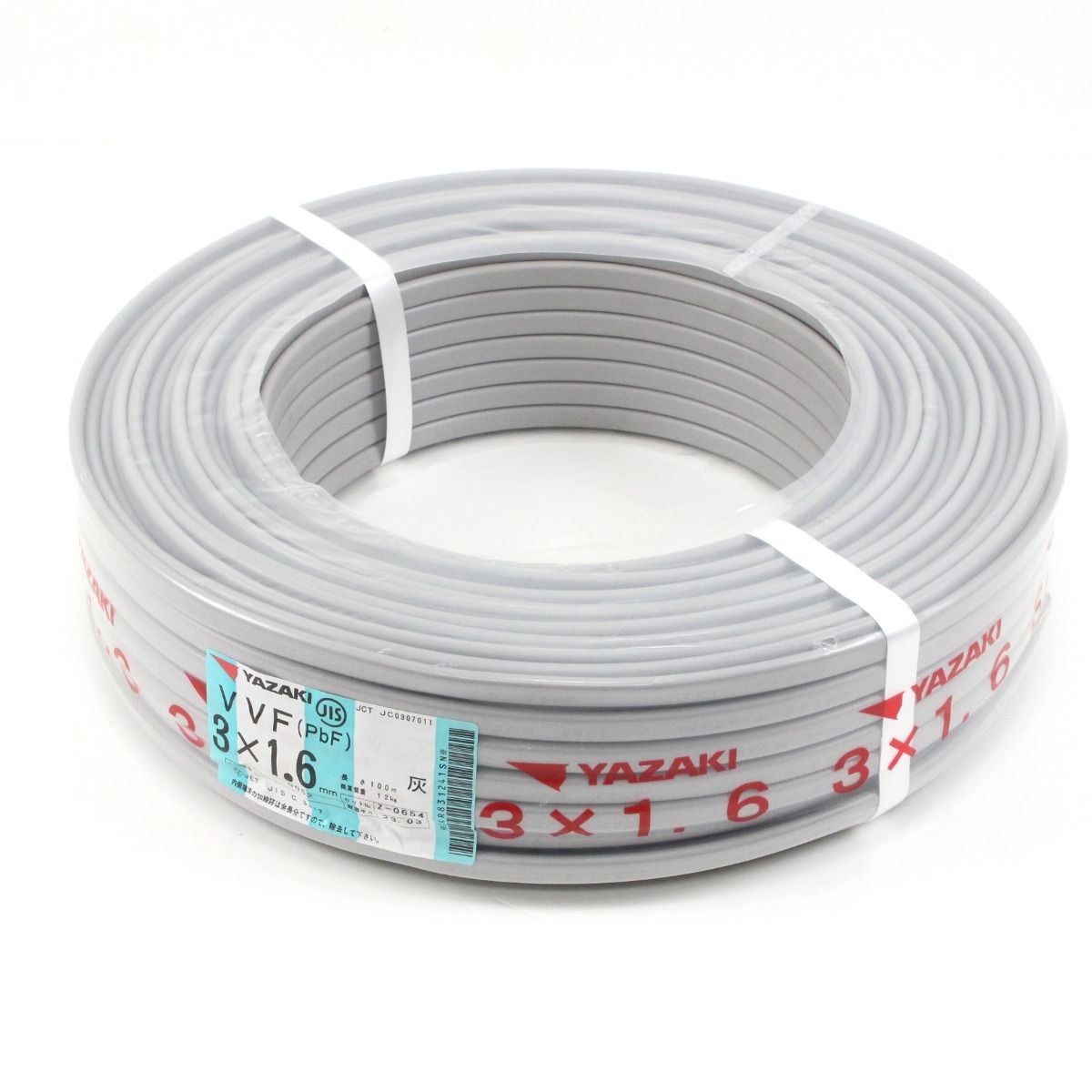 YAZAKI 矢崎エナジーシステム VVF PbF ケーブル 3 1 6 mm 灰色 100 m 12 kg 赤 白 黒