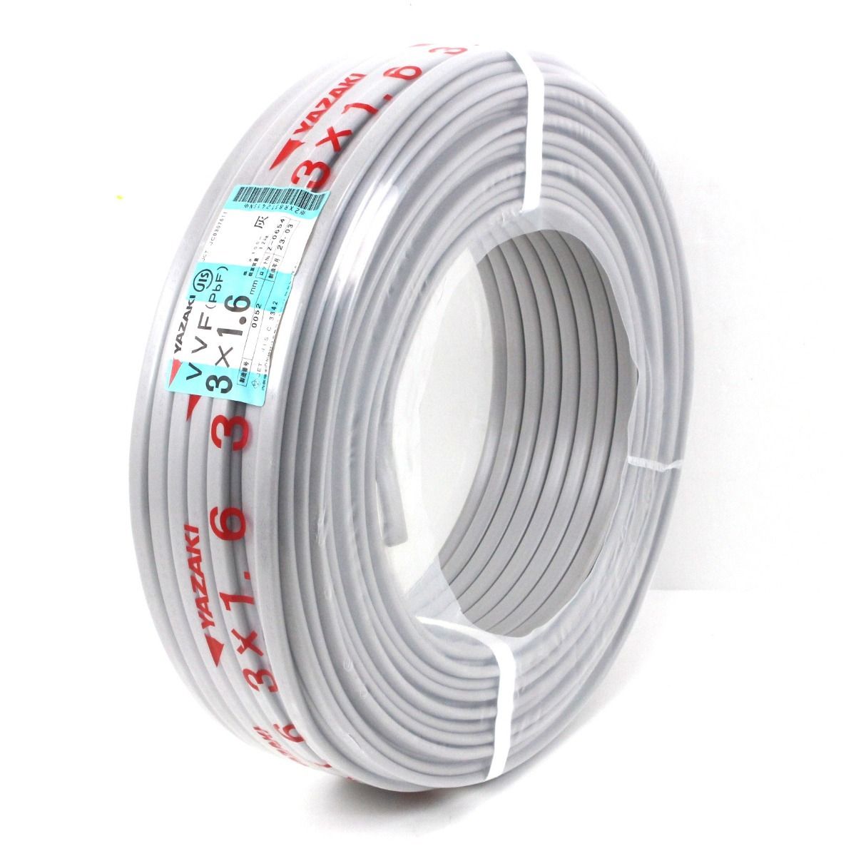 YAZAKI 矢崎エナジーシステム VVF PbF ケーブル 3×1.6mm 灰色 100m 12kg 赤 白 黒
