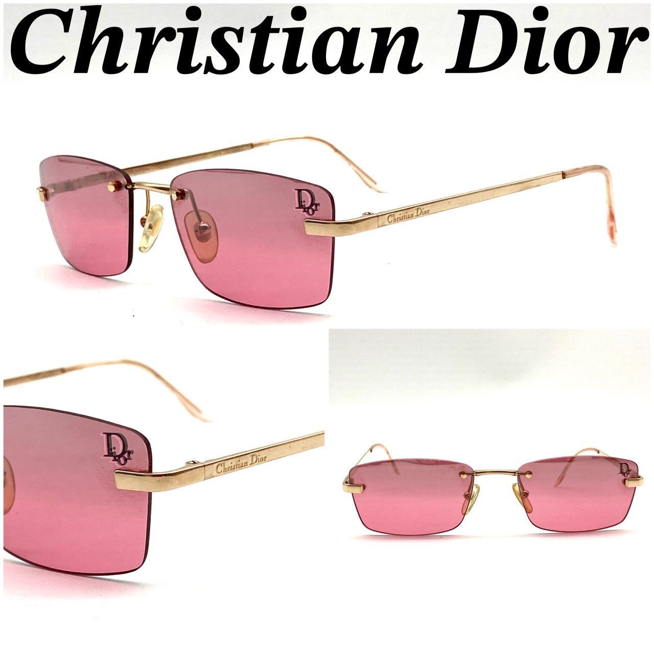 クリスチャンディオール サングラス アイウェア ピンク ゴールド 71105