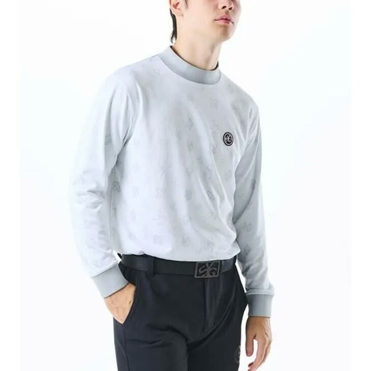 SY32 BY SWEET YEARS GOLF メンズ 長袖シャツ モックネック ゴルフウェア SY32 スウィートイヤーズ モノグラム柄 モックシャツ トップス 吸水速乾 紳士用 長そで ゴルフシャツ 服 SYG-25A1-11 LLC-HASEGAWATOSO_COM