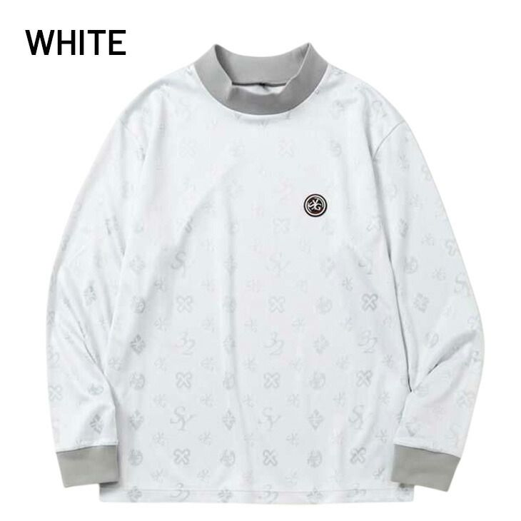 SY32 BY SWEET YEARS GOLF メンズ 長袖シャツ モックネック ゴルフウェア SY32 スウィートイヤーズ モノグラム柄 モックシャツ トップス 吸水速乾 紳士用 長そで ゴルフシャツ 服 SYG-25A1-11