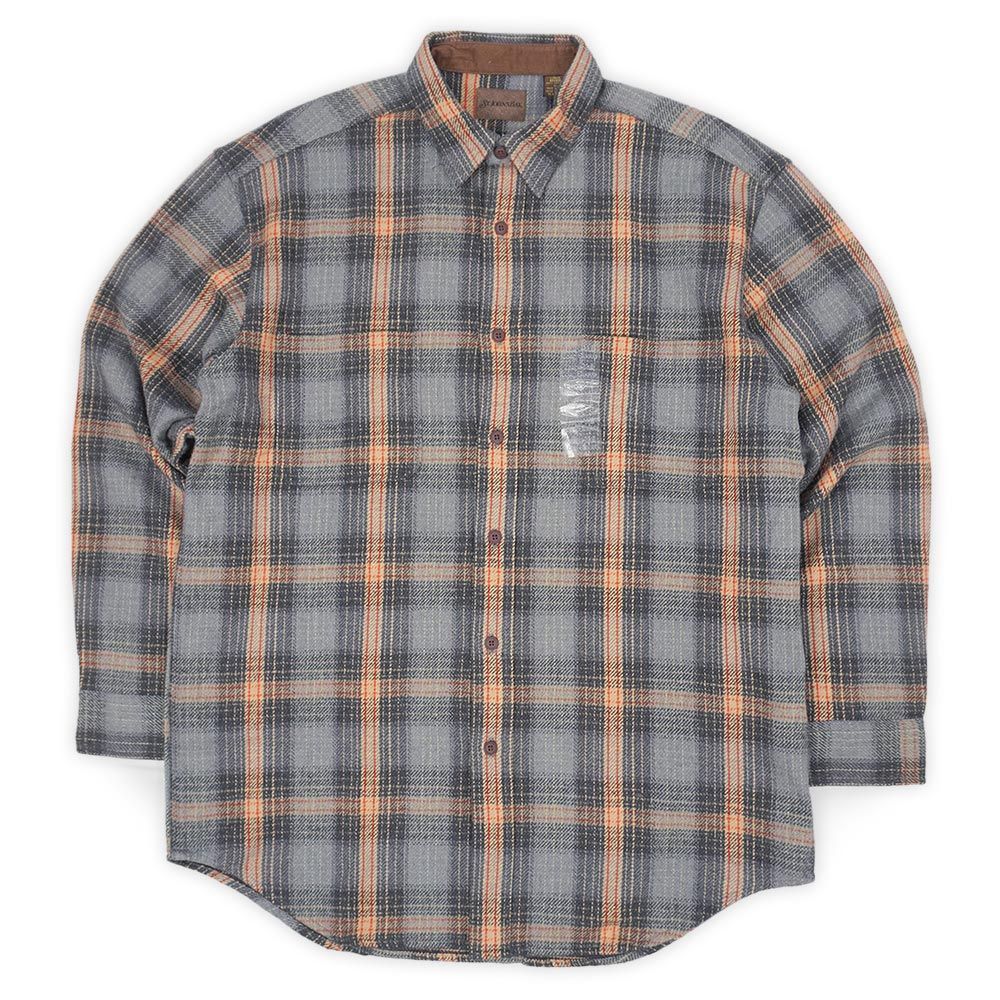 セントジョンズベイ ST JOHN’S BAY 90s ヘビーネルシャツ BROWNY FLANNEL 定番 BIG MAC USA ヴィンテージ アメリカ 古着 グレー系 チェック柄 L-TALL