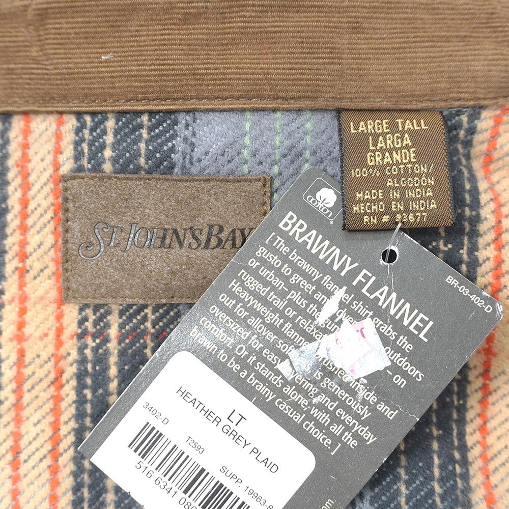 セントジョンズベイ ST JOHN’S BAY 90s ヘビーネルシャツ BROWNY FLANNEL 定番 BIG MAC USA ヴィンテージ アメリカ 古着 グレー系 チェック柄 L-TALL