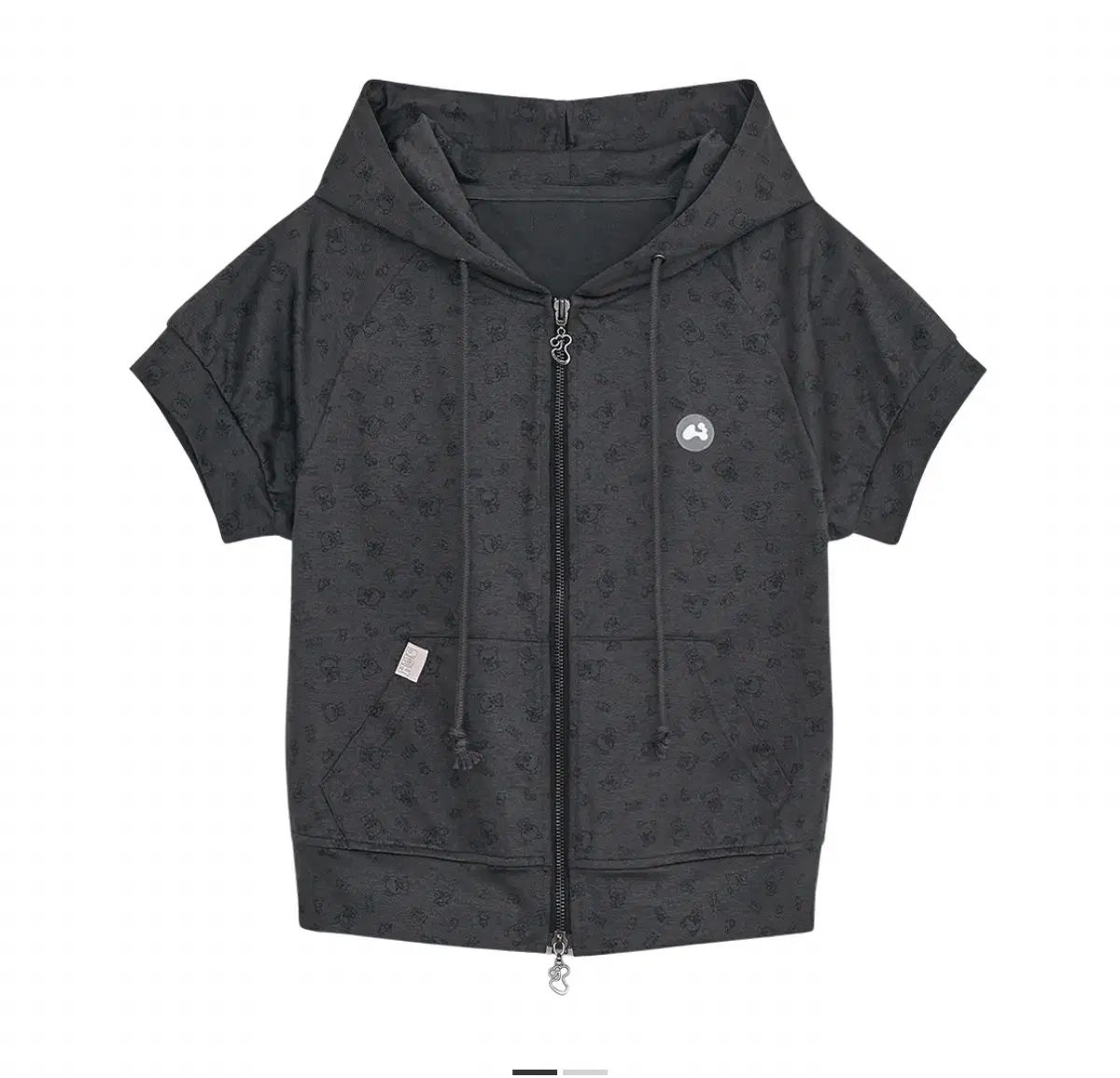 ハグユアースキン コリラックマ プリント フード ジップアップ チャコール