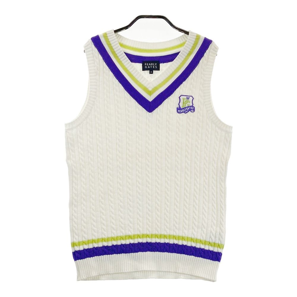 サイズ 2 PEARLY GATES パーリーゲイツ Vネック ニットベスト ホワイト系 240101537564 ゴルフウェア レディース ストスト