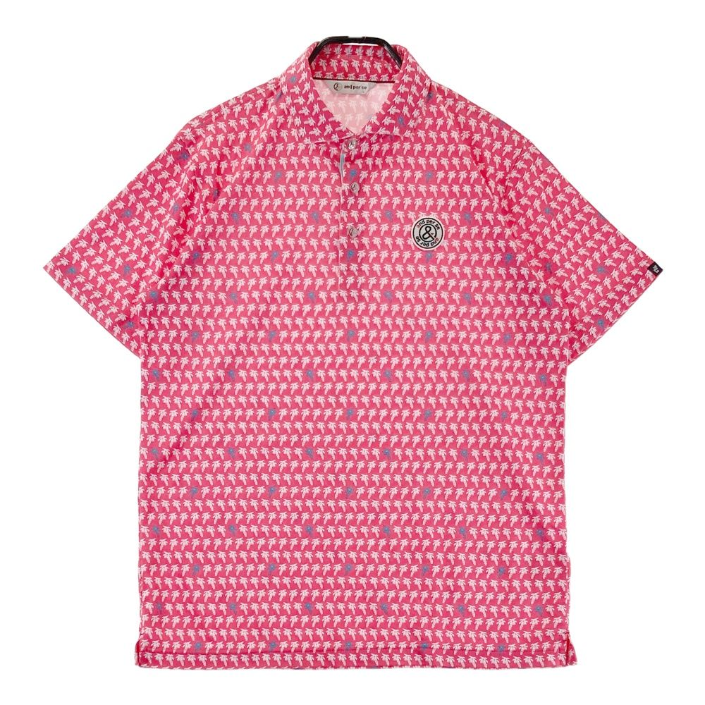 サイズ L AND PER SE アンパスィ モデル 半袖ポロシャツ 総柄 レッド系 240101547053 ゴルフウェア メンズ ストスト