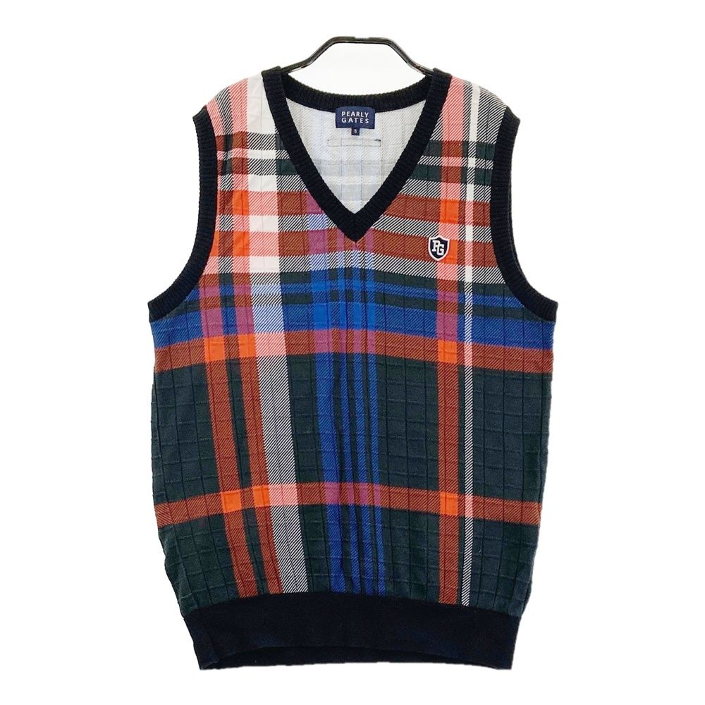 PEARLY GATES チェック柄 Vネックベスト　サイズ5 サイズ：5 PEARLY GATES パーリーゲイツ Vネック ニットベスト