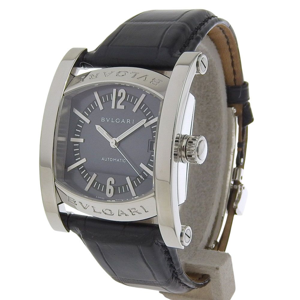BVLGARI】ブルガリ アショーマ AA44S ステンレススチール×クロコダイル  
