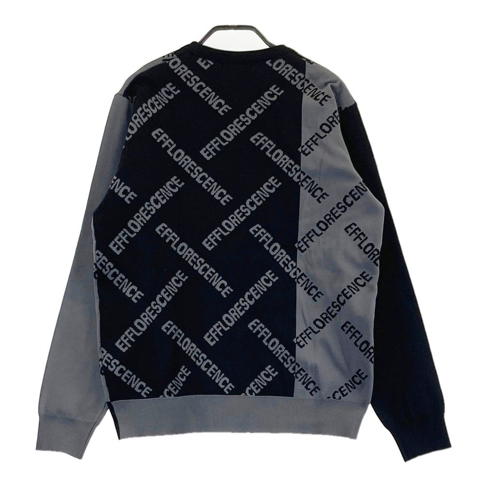 サイズ M EFFLORESCENCE エフロレッセンス 長袖ニットセーター ロゴ柄 ブラック系 240101551251 ゴルフウェア メンズ ストスト