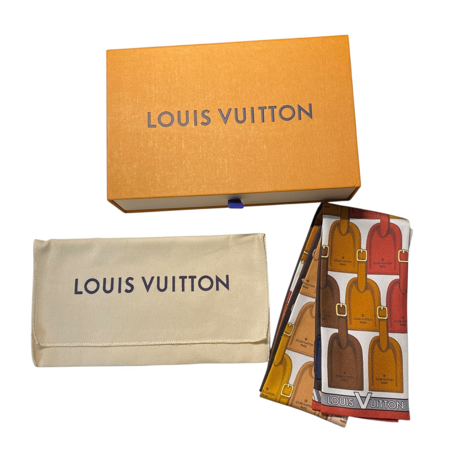 品 LOUIS VUITTON ルイヴィトン ツイリー スカーフ バンドー モノグラム柄 シルク 箱有 A101056RK