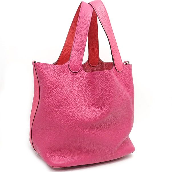 広尾店 エルメス HERMES ピコタンロックカザックドゥ22 MM ハンドバッグ トリヨンクレマンス ローズエクストリーム×ローズメキシコ×ルージュクー SV金具 Y刻印 2020年 17541