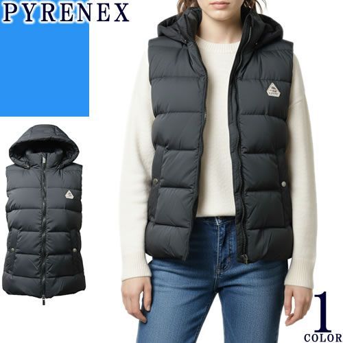 ピレネックス スプートニック PYRENEX SPOUTNIC VEST ダウン ダウンベスト レディース 秋冬 フード付き 軽量 防寒 撥水 通勤 通学 大きいサイズ ブランド 黒 ブラック HWY035P