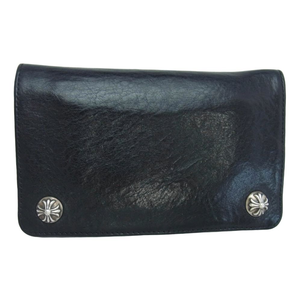 CHROME HEARTS クロムハーツ 原本無 1ZIP クロスボール レザー ウォレット 財布 ブラック系