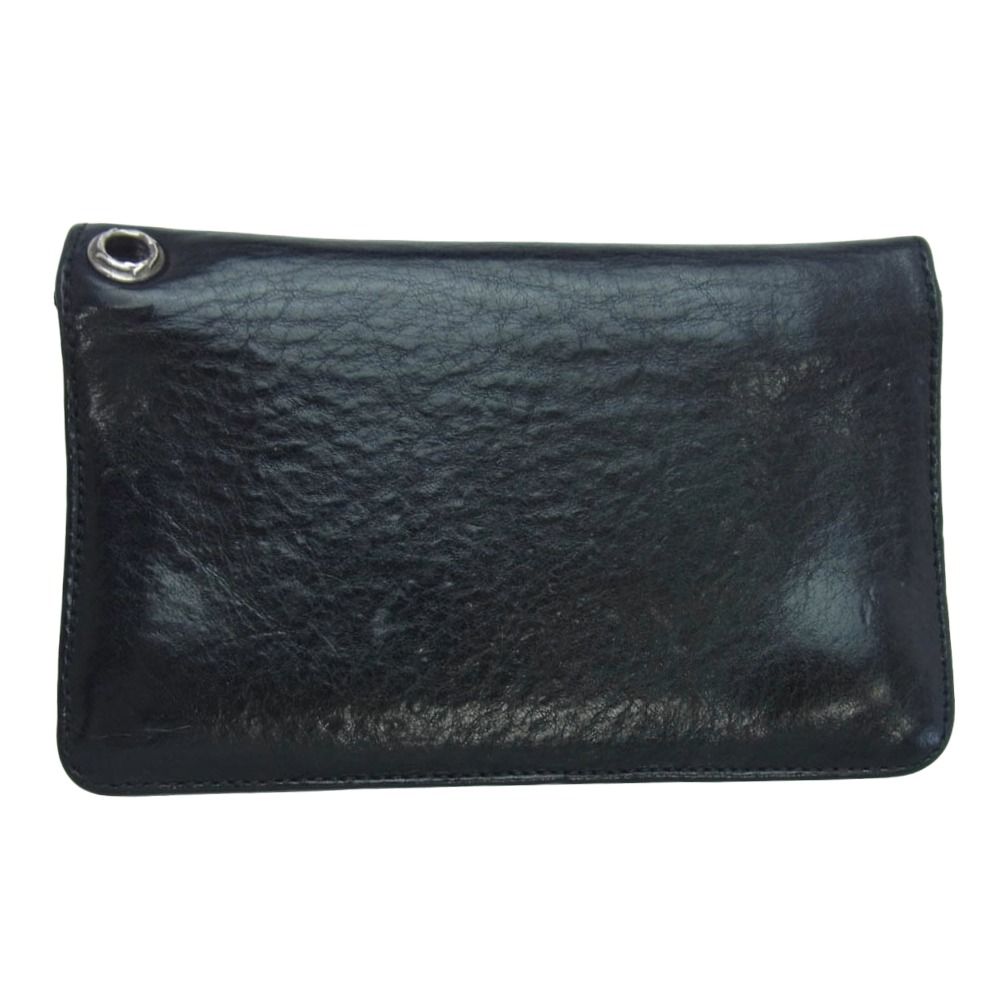 CHROME HEARTS クロムハーツ 原本無 1 ZIP クロスボール レザー ウォレット 財布 ブラック系