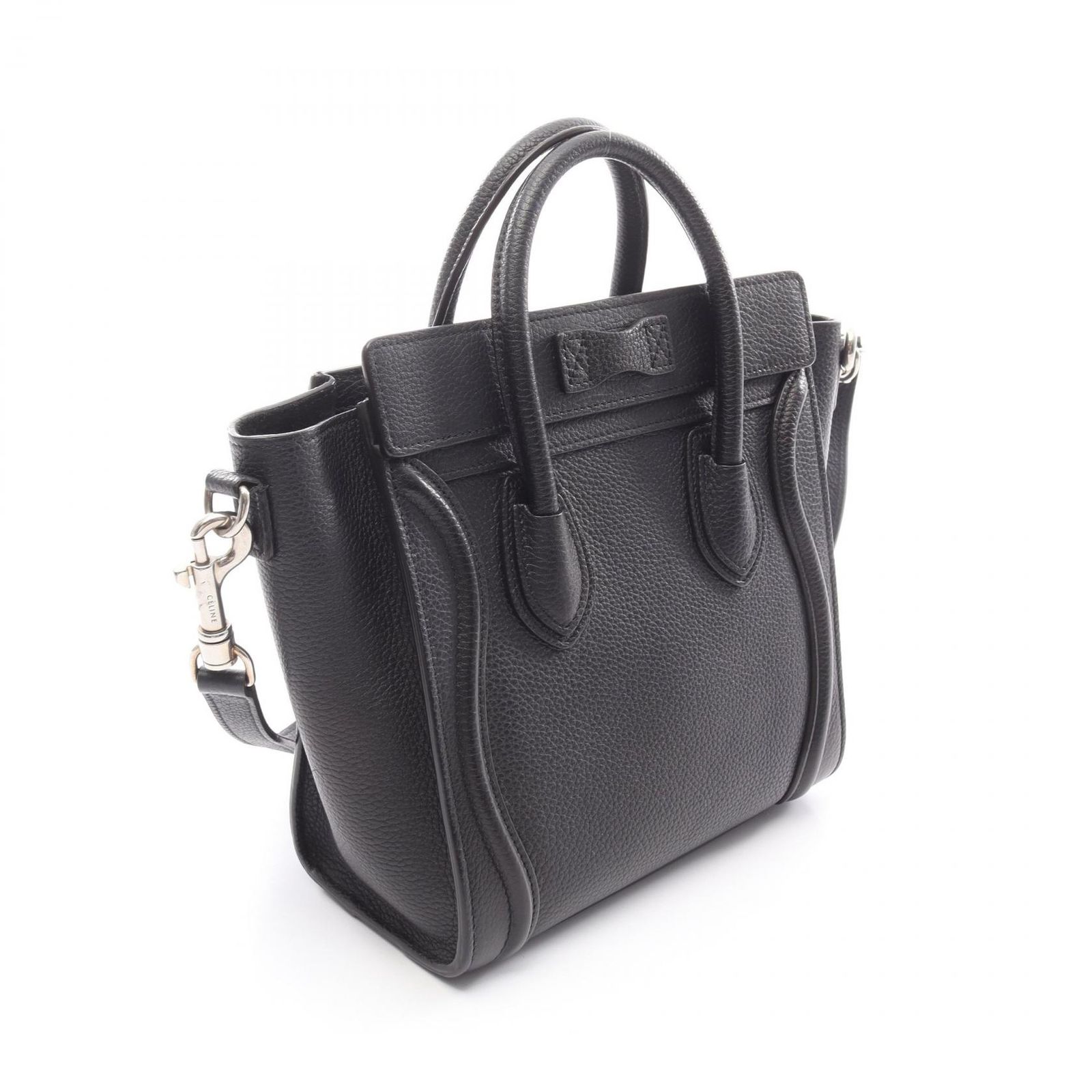 セリーヌ CELINE ハンドバッグ ラゲージ ナノショッパー ブラック レザー ラゲージ ナノ ショッパー レディース Used B