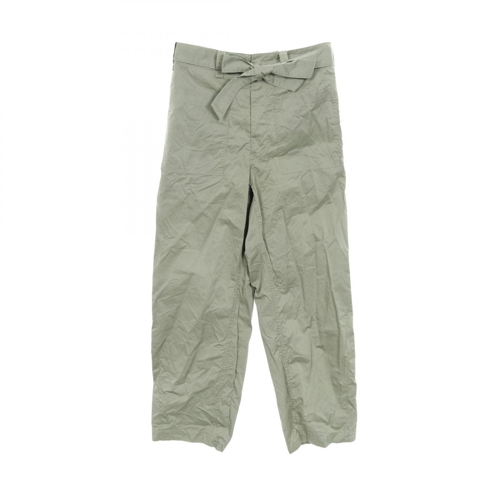 ドゥロワー Drawer パンツ ギャバジンベルト カーキグリーン コットン パンツ カーキグリーン レディース Used A