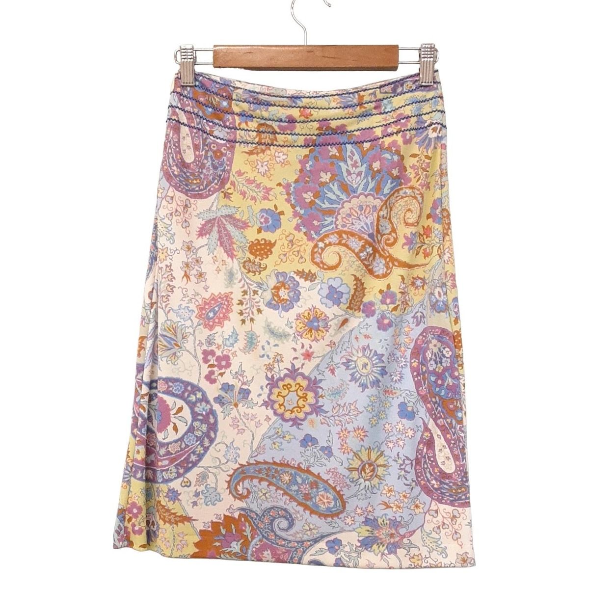 ETRO エトロ スカート サイズ38 S レディース - ライトピンク×ライトイエロー×マルチ ひざ丈 ペイズリー柄
