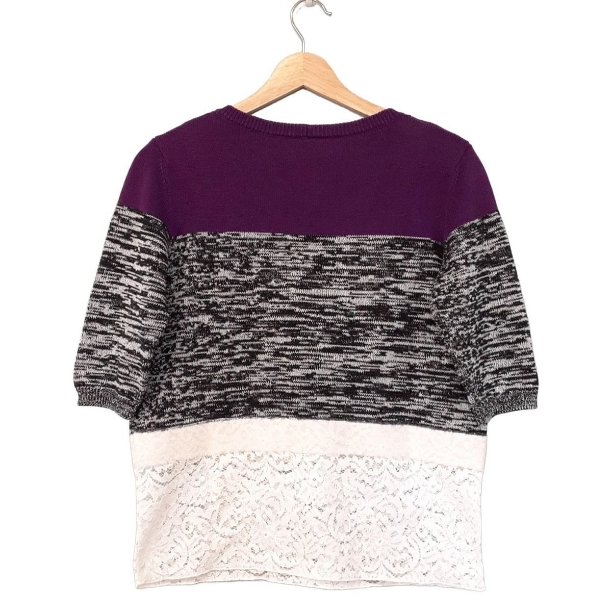 N゜21 ヌメロ ヴェントゥーノ 七分袖カットソー サイズ40 M レディース - パープル×黒×白 レース