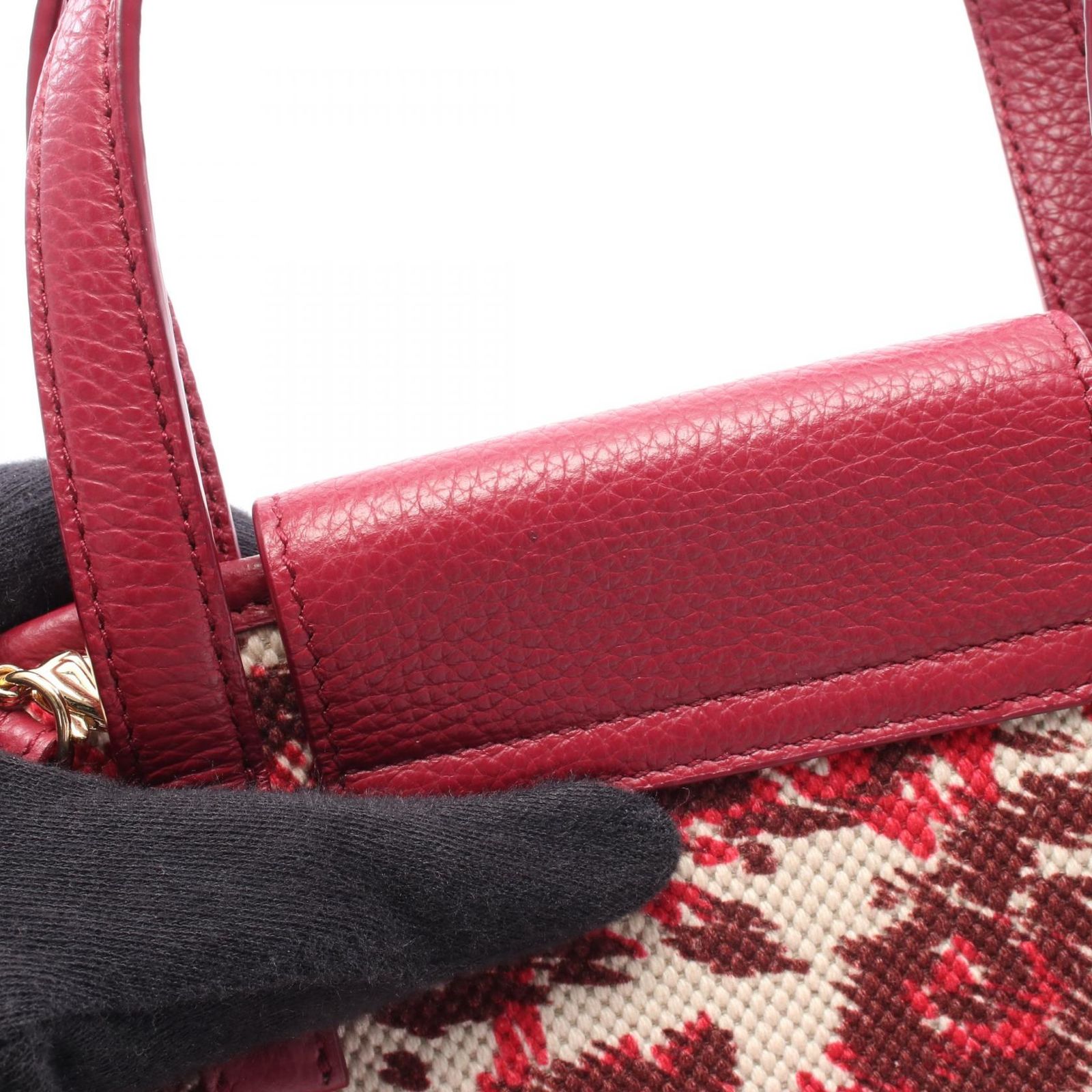 サルヴァトーレフェラガモ Salvatore Ferragamo ハンドバッグ ダブルガンチーニ アイコニック ミニ 22 0395 ワインレッド キャンバス レザー ガンチー 2wayショルダーバッグ DECORATOM_COM_BR