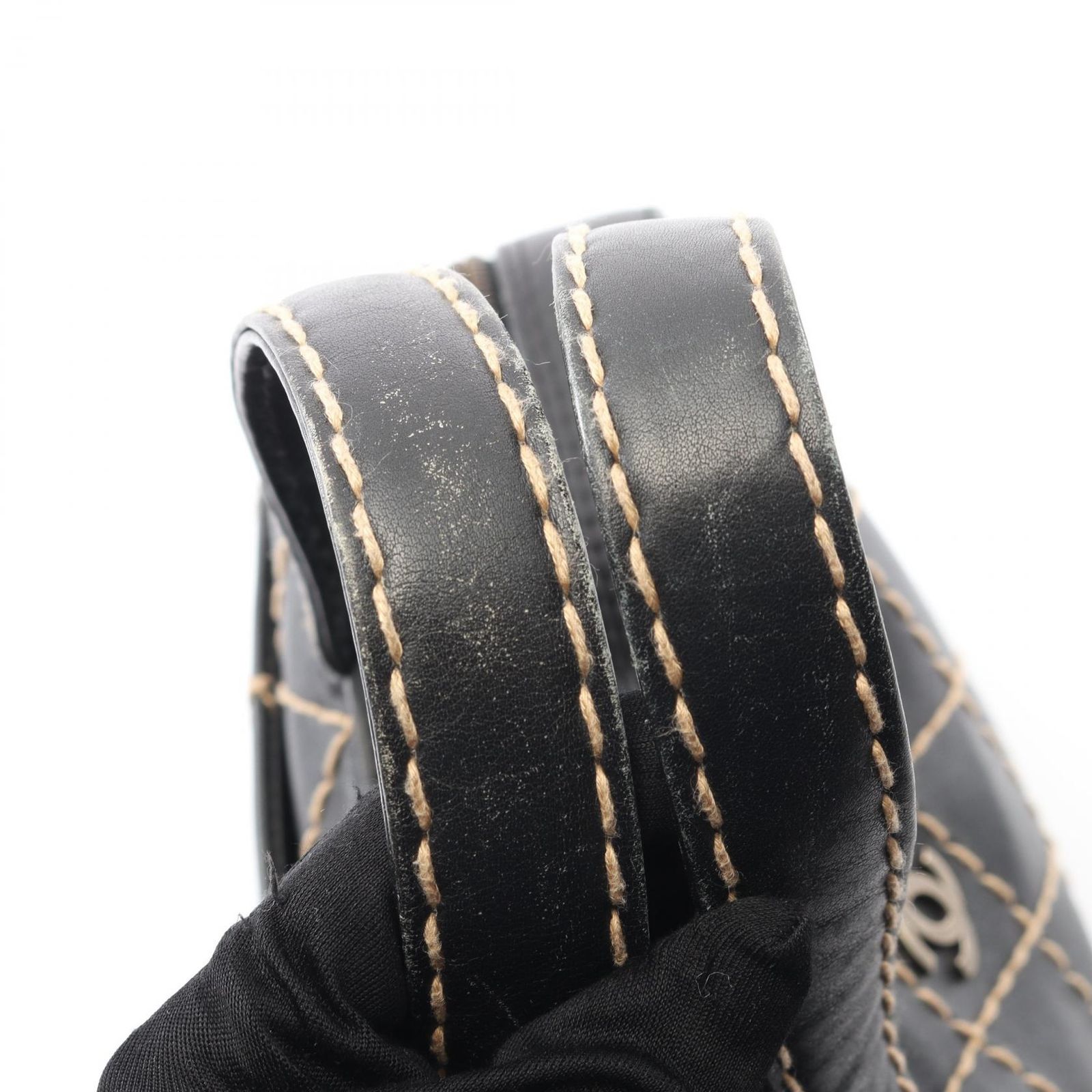 シャネル CHANEL ハンドバッグ ワイルドステッチ ブラック レザー ワイルドステッチ トートバッグ レディース Used B DECORATOM_COM_BR