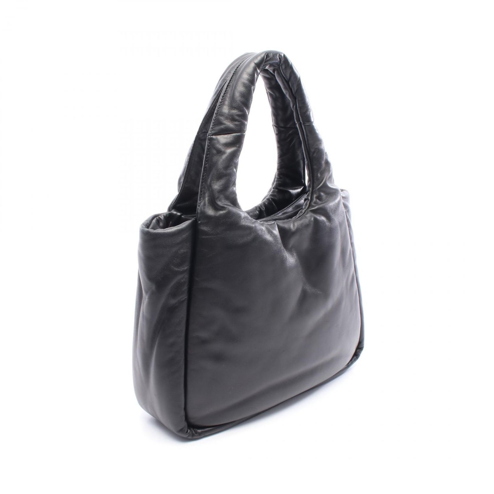 プラダ PRADA ハンドバッグ トライアングルロゴ ブラック レザー トライアングルロゴ ハンドバッグ レディース Used A