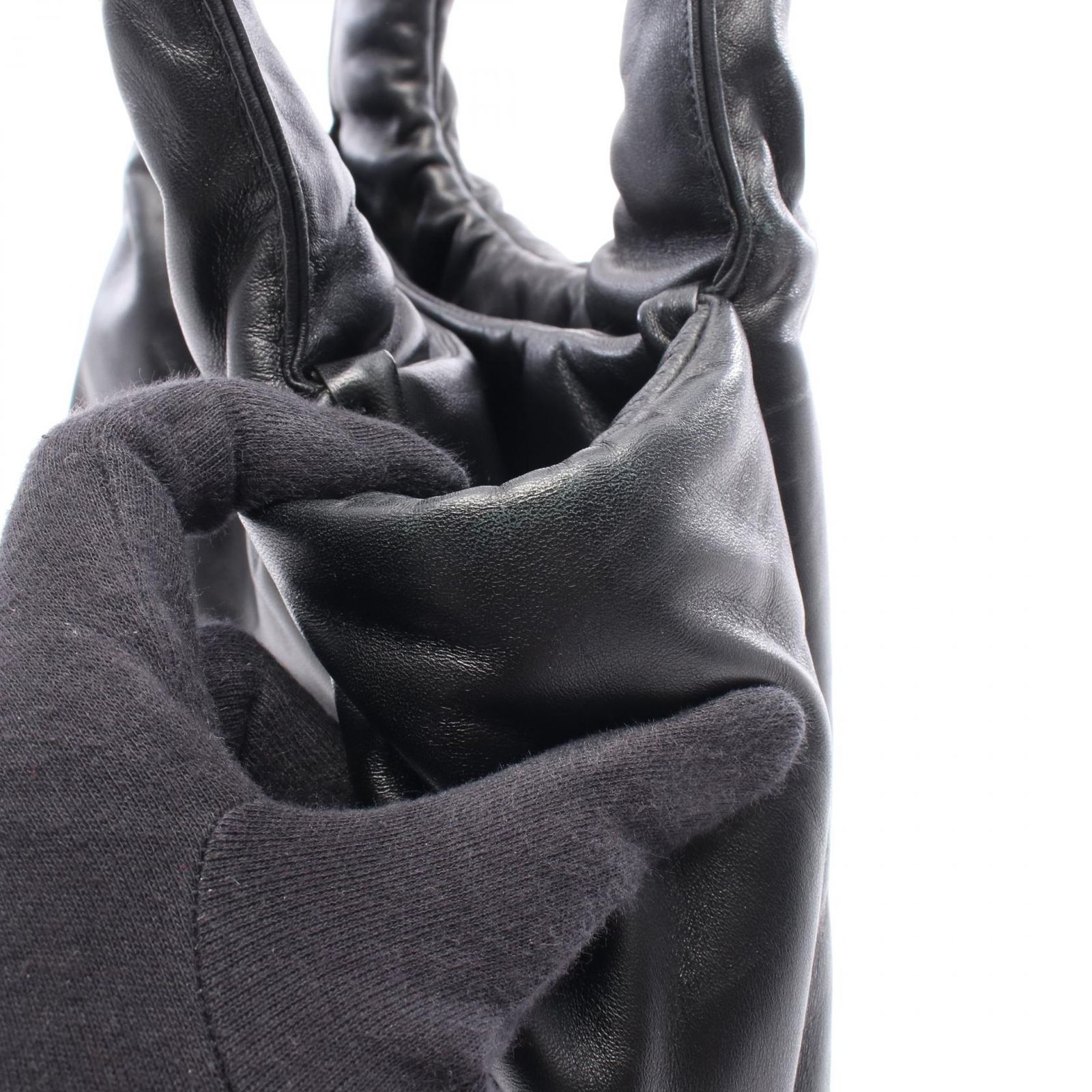 プラダ PRADA ハンドバッグ トライアングルロゴ ブラック レザー トライアングルロゴ ハンドバッグ レディース Used A DECORATOM_COM_BR